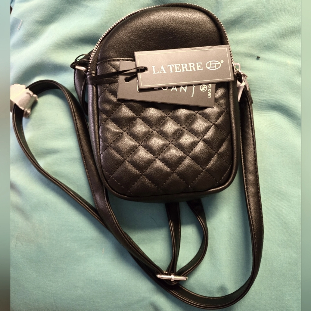 La Terre Black Across Body Mini Purse Vegan Leather